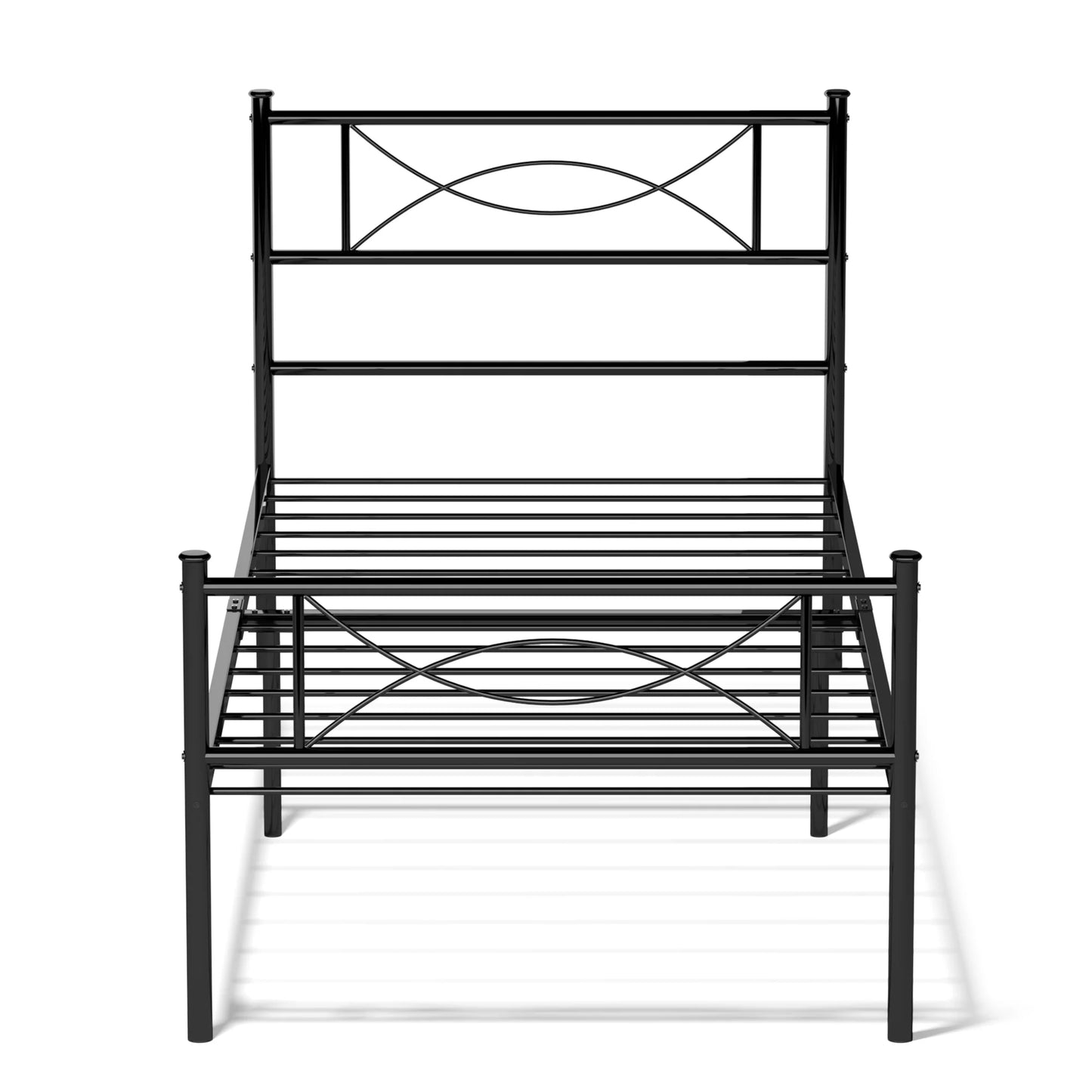 Easy Assembly Metal Bed Frame Twin Platform Bed Frame with Headboard Footboard No Box Spring for Kids Adult