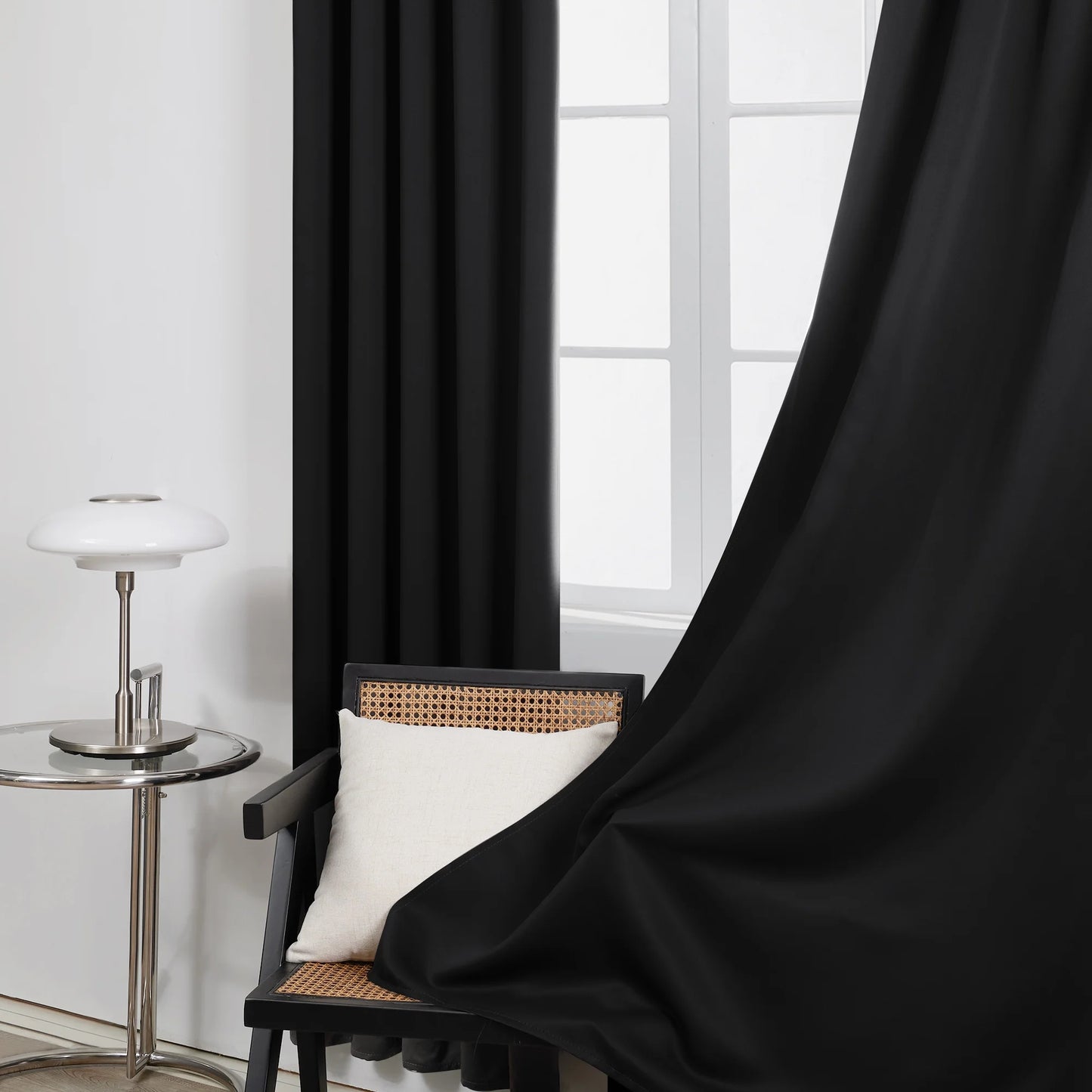 Blackout Curtains Rod Pocket Solid Thermal Insulated Curtains & Drapes for Bedroom 2 Panels, 42 X 63 Inch , Black