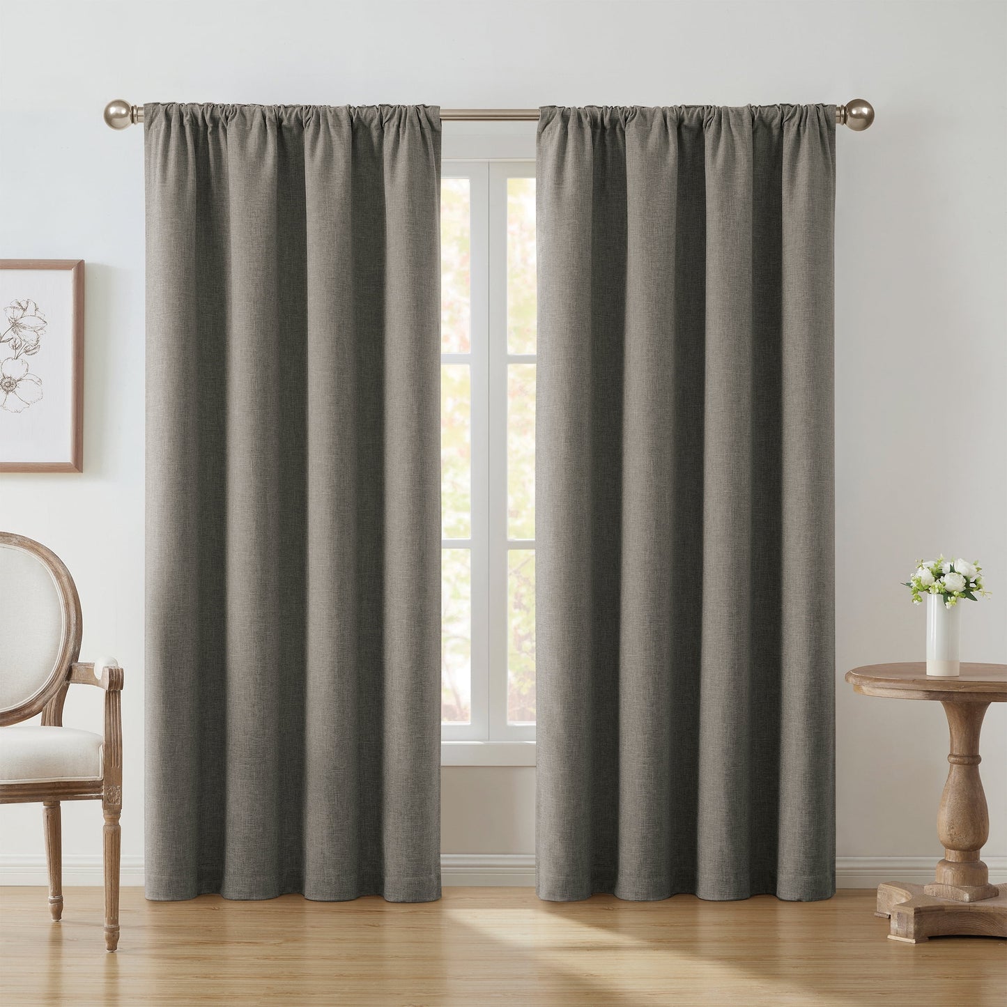 Solid Ivory Rod Pocket Back Tab Blackout Curtain Panel, 52" X 96"