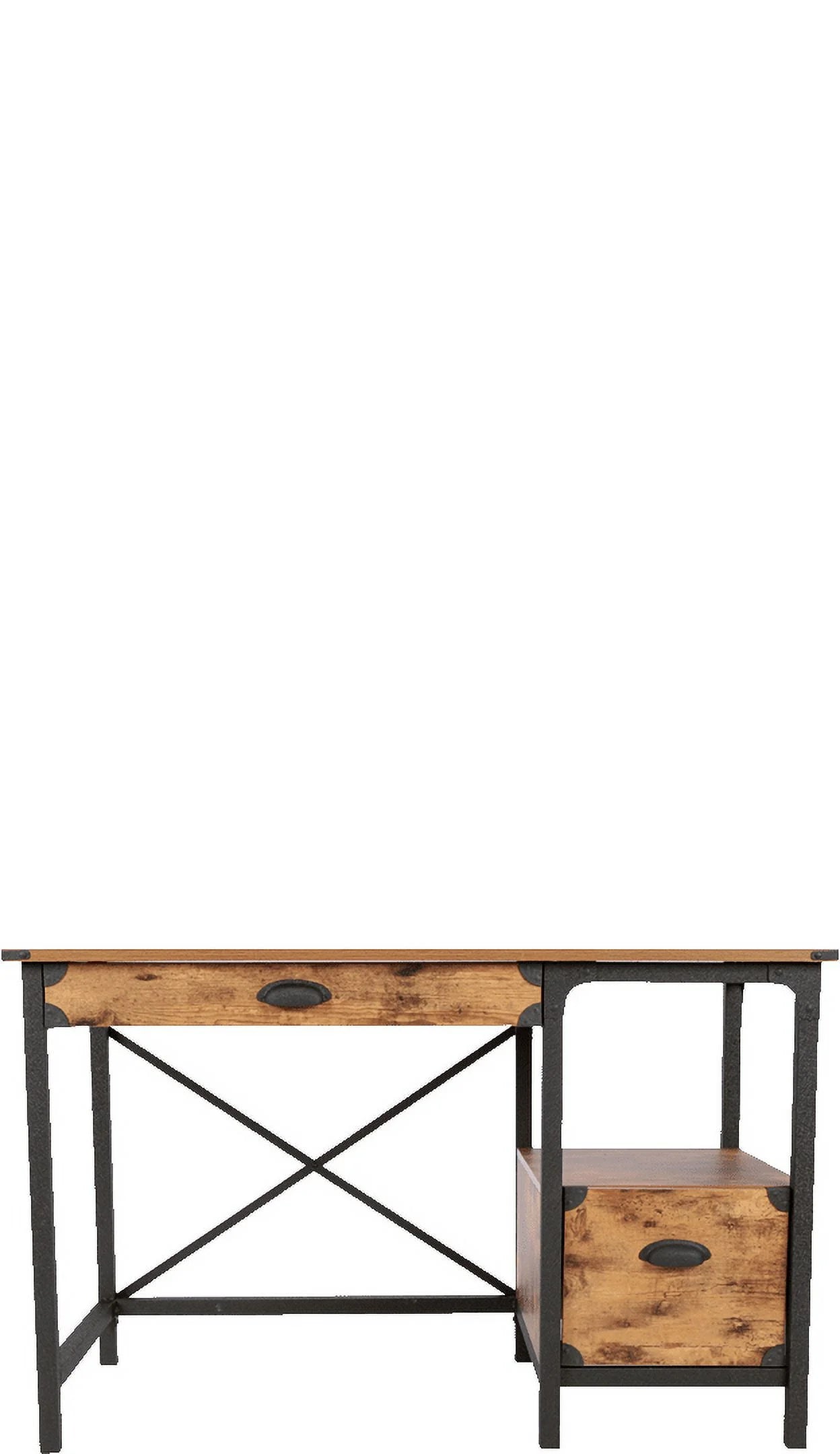 Rustic Country Office Desk, Weathered Pine Finish