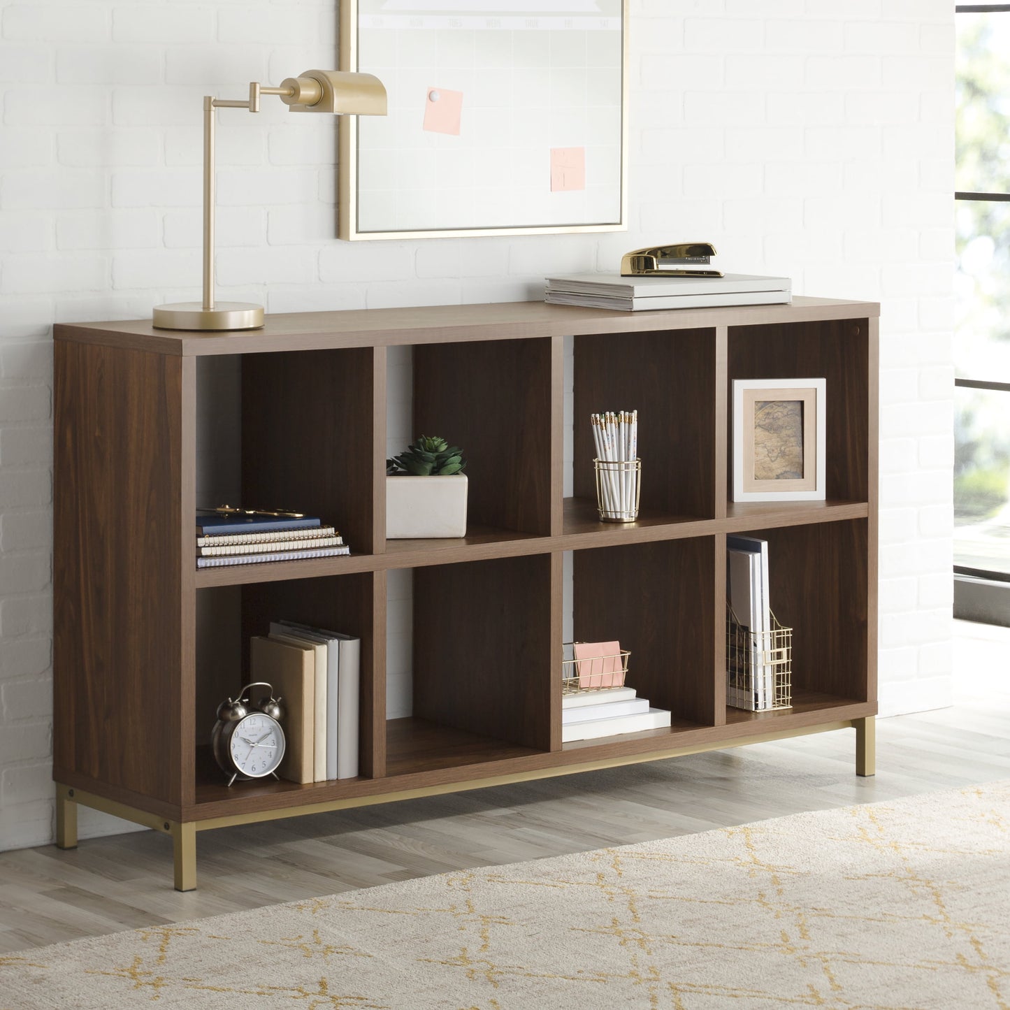 8-Cube Organizer with Metal Base, Vintage Walnut