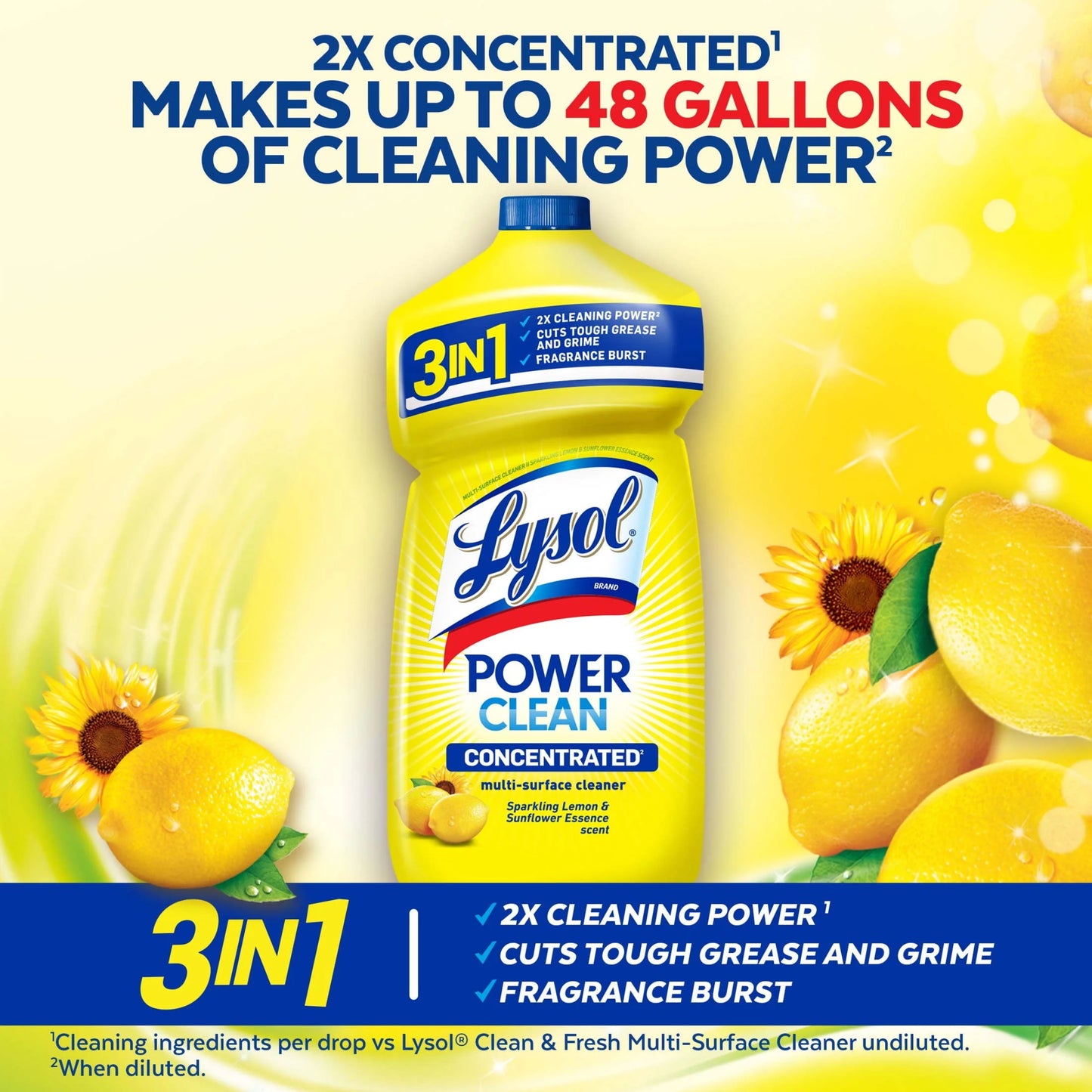Power Clean Multi-Surface Cleaner, 2X Concentrated Pour, 48 Fl Oz