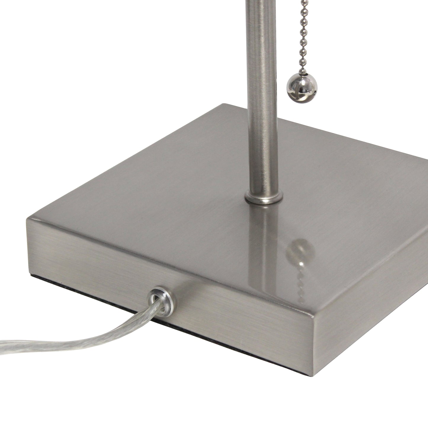 14.25" Petite Brushed Nickel Stick Lamp 2 Pack Set with USB Charging Port, Gray Shade