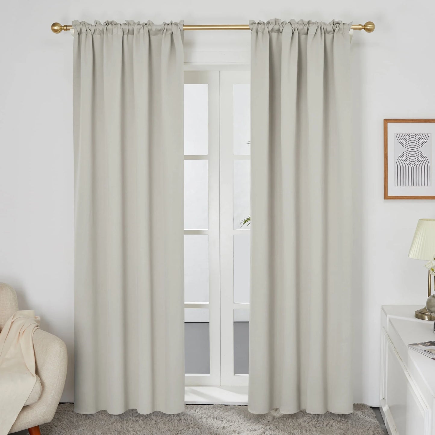 Blackout Curtains Rod Pocket Solid Thermal Insulated Curtains & Drapes for Bedroom 2 Panels, 42 X 63 Inch , Black