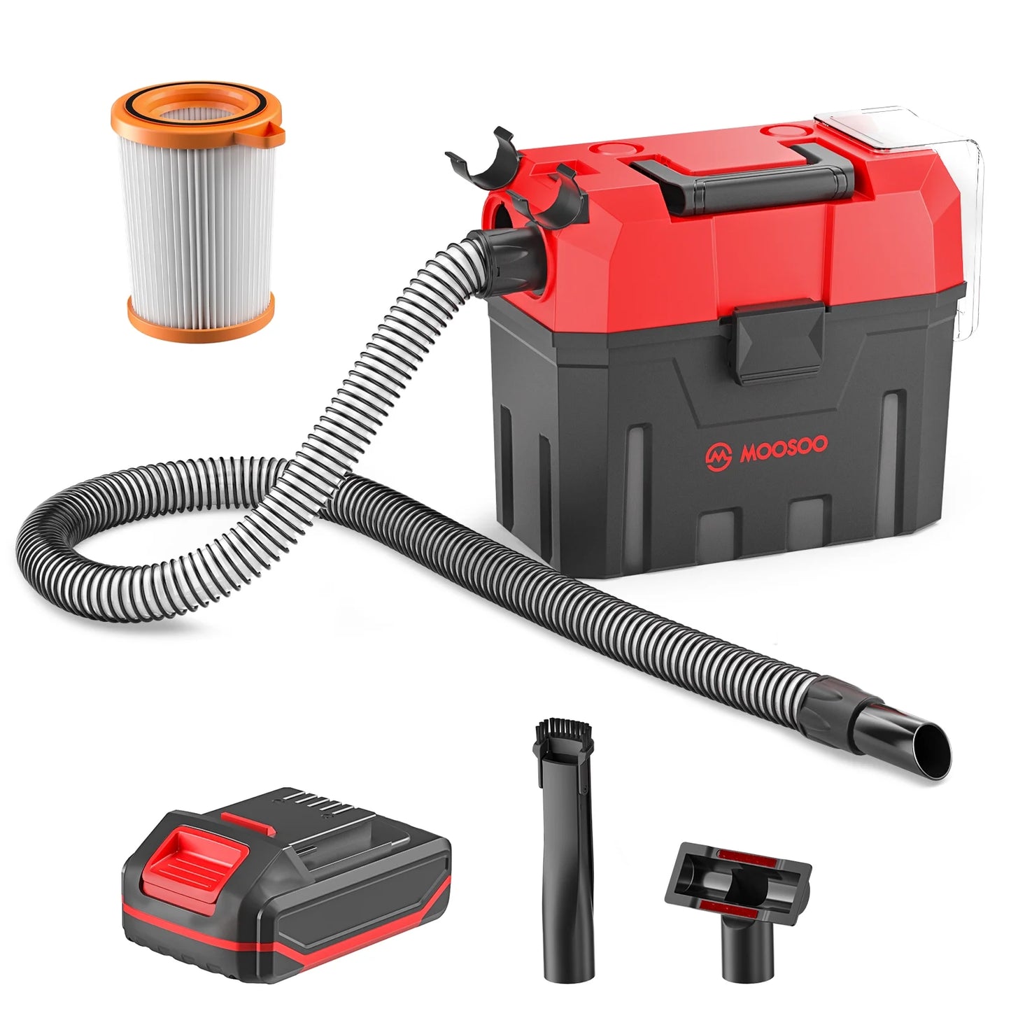 Small , Portable Wet and Dry Vacuum, Cordless Vacuum with Blower Function, 2 Gallon Large Dust Tank, Rich Attachments, Ideal for Home/Garage/Garden - L7
