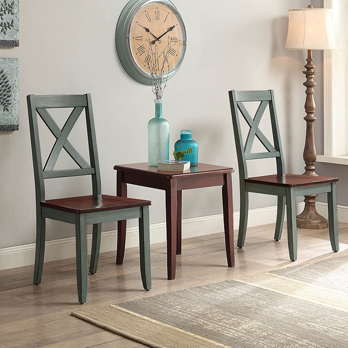 Maddox Crossing Dining Chairs, Set of 2, Dark Seafoam Finish