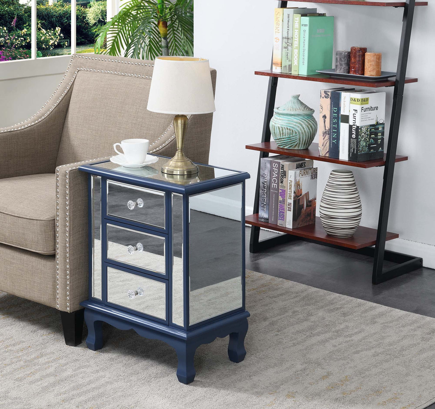 Gold Coast Vineyard 3-Drawer Mirrored End Table