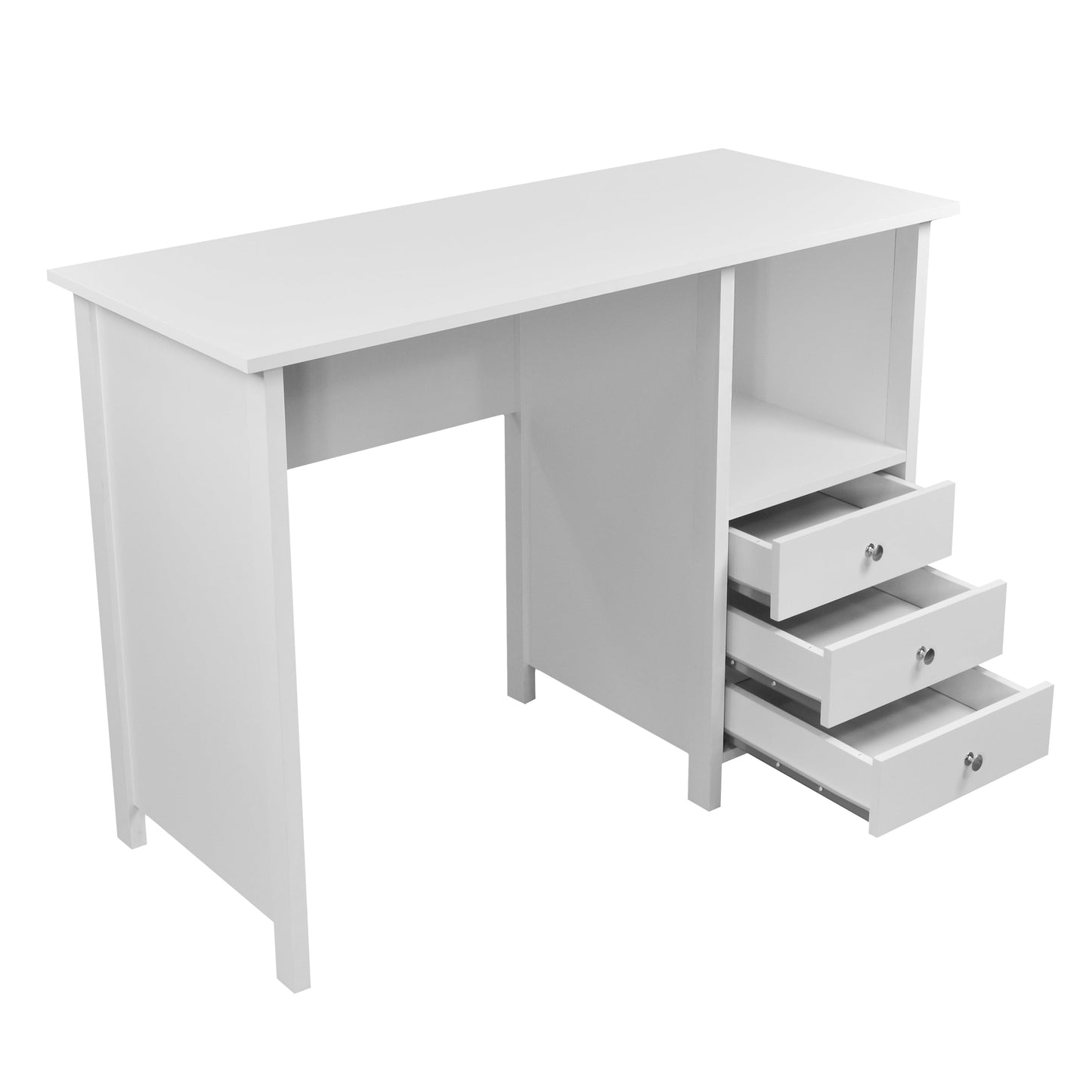 Contemporary 3-Drawer Computer Desk, White