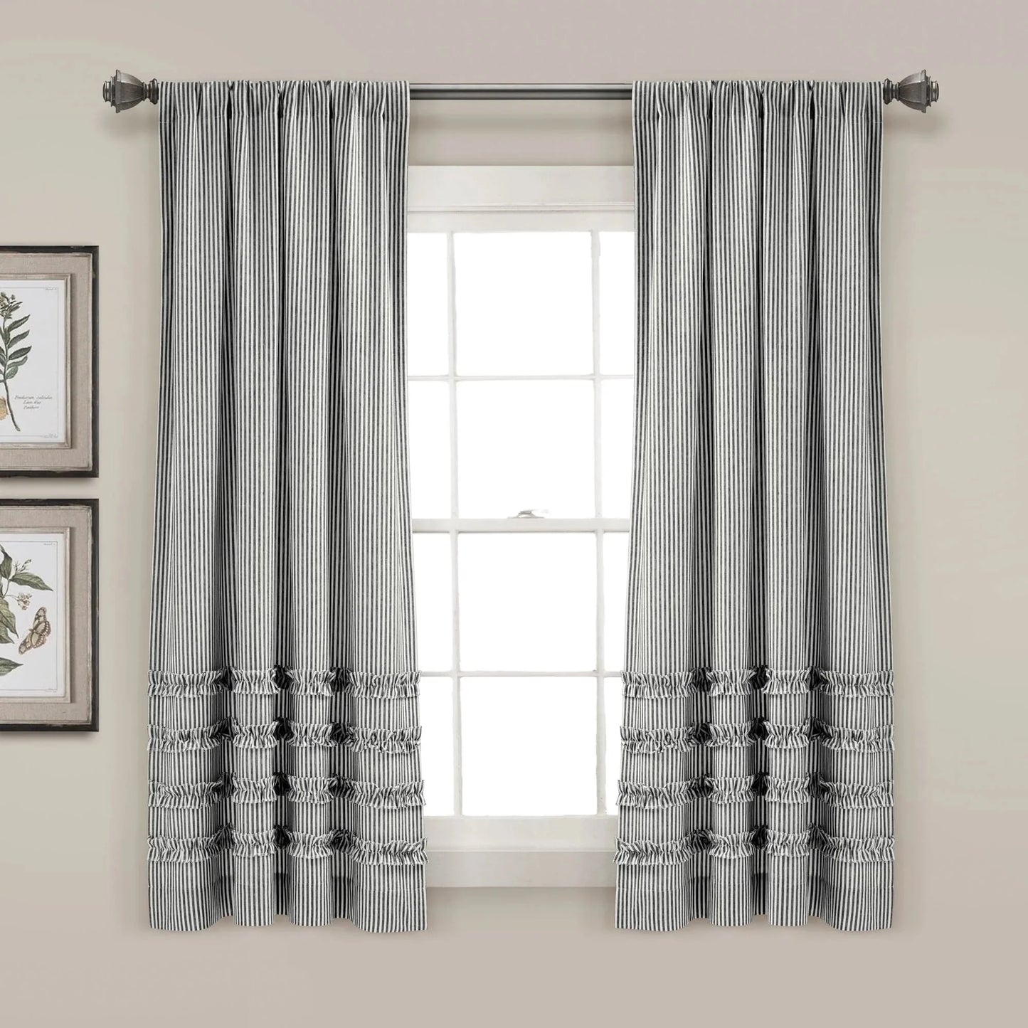 Tucker Stripe Window Curtain Panels - Gray - 84 X 40
