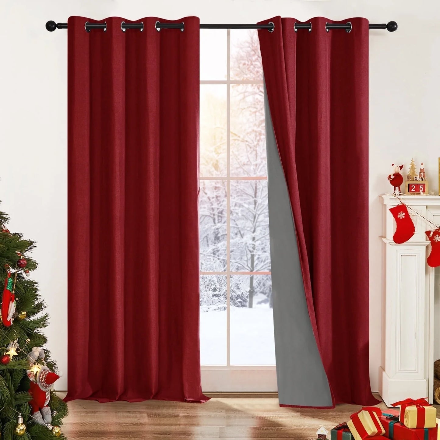Total Blackout Curtains 2 Panels, Grommet Curtains Total Light Blocking Curtain, Soundproof Curtains for Bedroom (Khaki, 42W X 95L Inch)