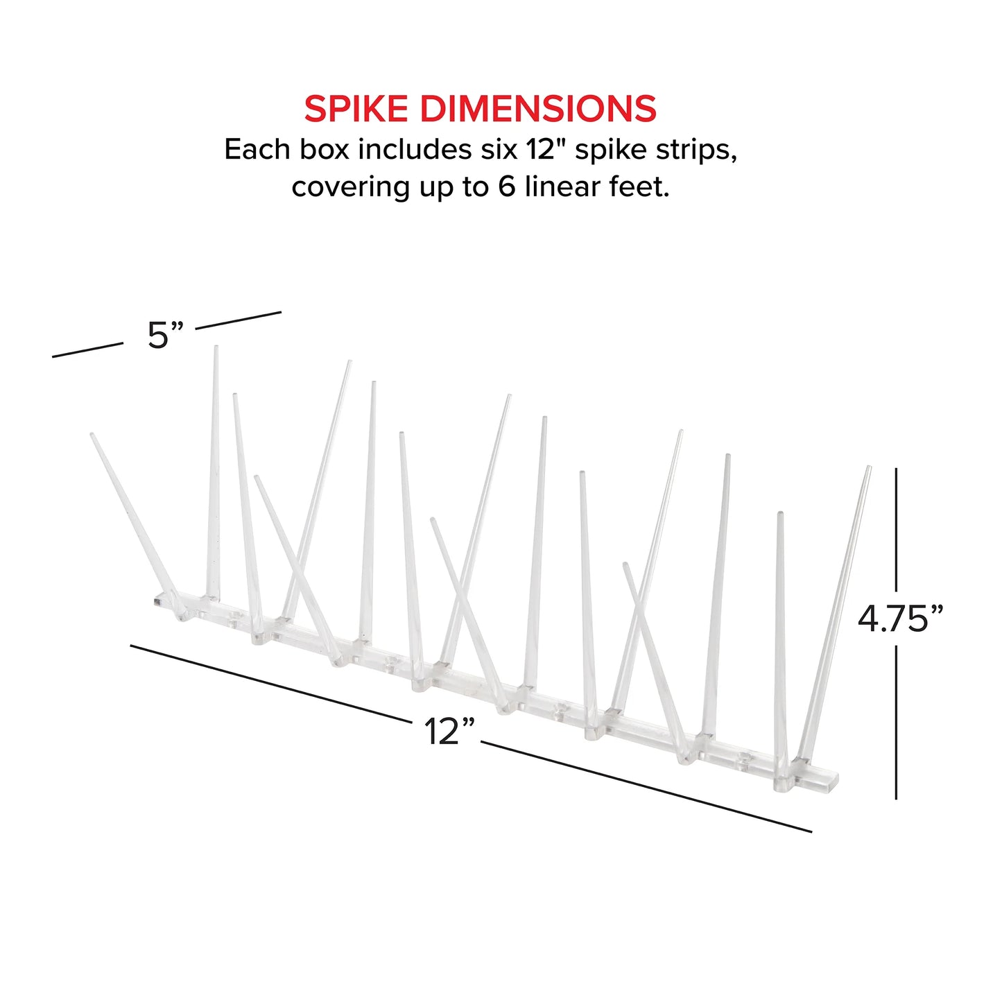 Enviro Spike Clear Plastic Bird Spikes (6 Ft), Bird Deterrent for Pigeons