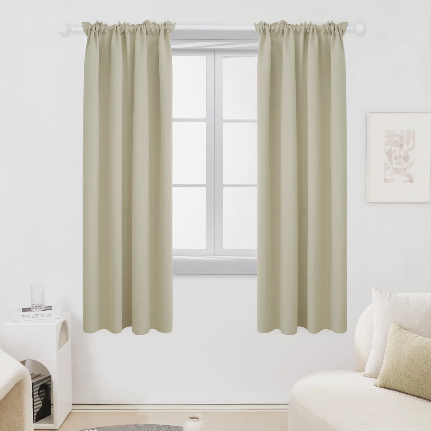 Blackout Curtains Rod Pocket Solid Thermal Insulated Curtains & Drapes for Bedroom 2 Panels, 42 X 63 Inch , Black