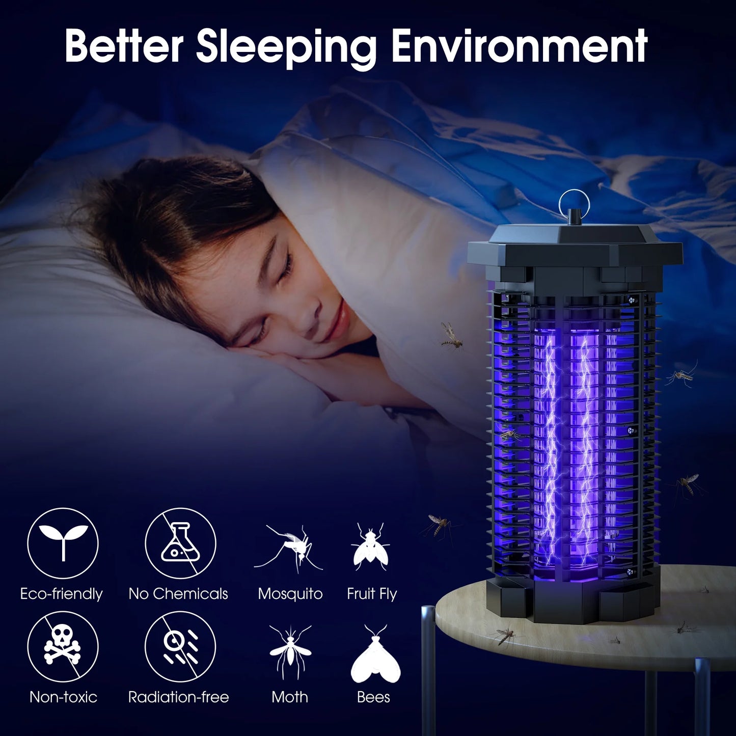 Bug Zapper for Outdoor and Indoor, 4000V Waterproof High Powered Electric Mosquito Zappers Killer, Insect Fly Trap for Home Backyard Patio