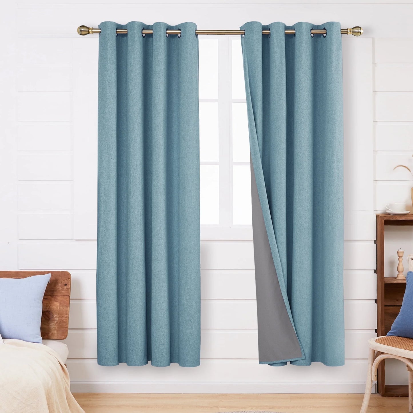 Total Blackout Curtains 2 Panels, Grommet Curtains Total Light Blocking Curtain, Soundproof Curtains for Bedroom (Khaki, 42W X 95L Inch)