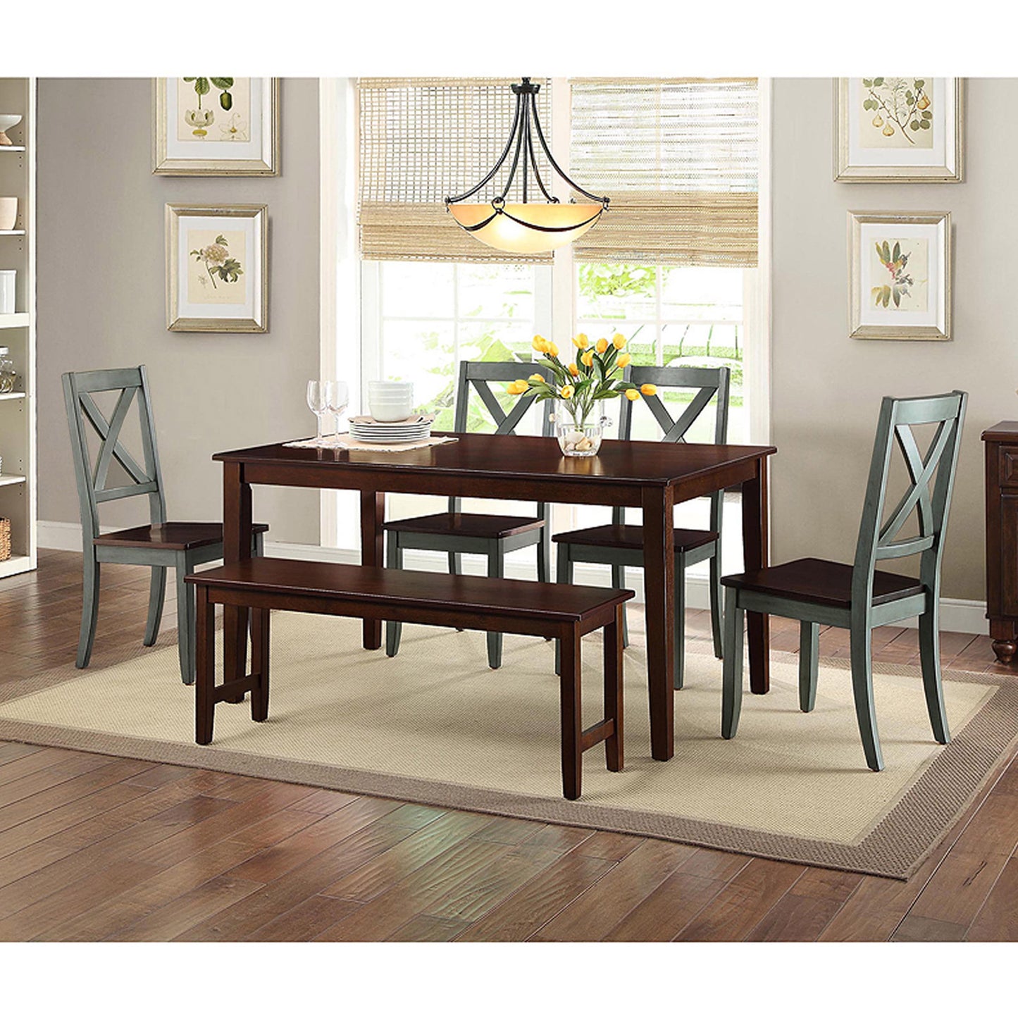 Maddox Crossing Dining Chairs, Set of 2, Dark Seafoam Finish