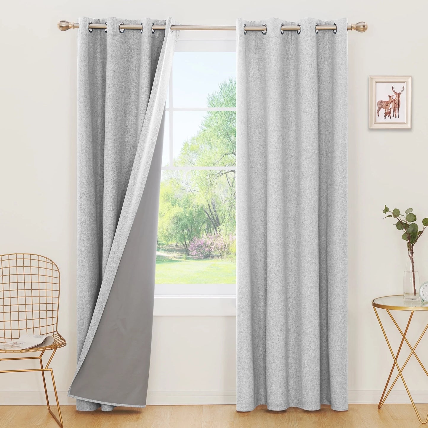 Total Blackout Curtains 2 Panels, Grommet Curtains Total Light Blocking Curtain, Soundproof Curtains for Bedroom (Khaki, 42W X 95L Inch)