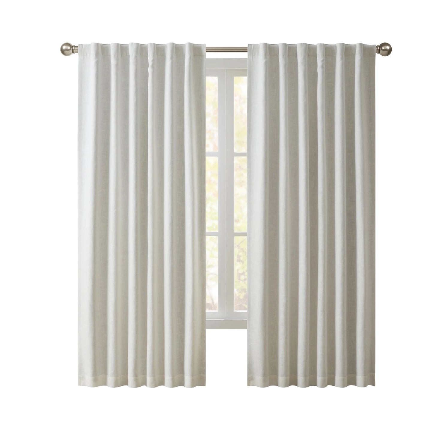 Solid Ivory Rod Pocket Back Tab Blackout Curtain Panel, 52" X 96"