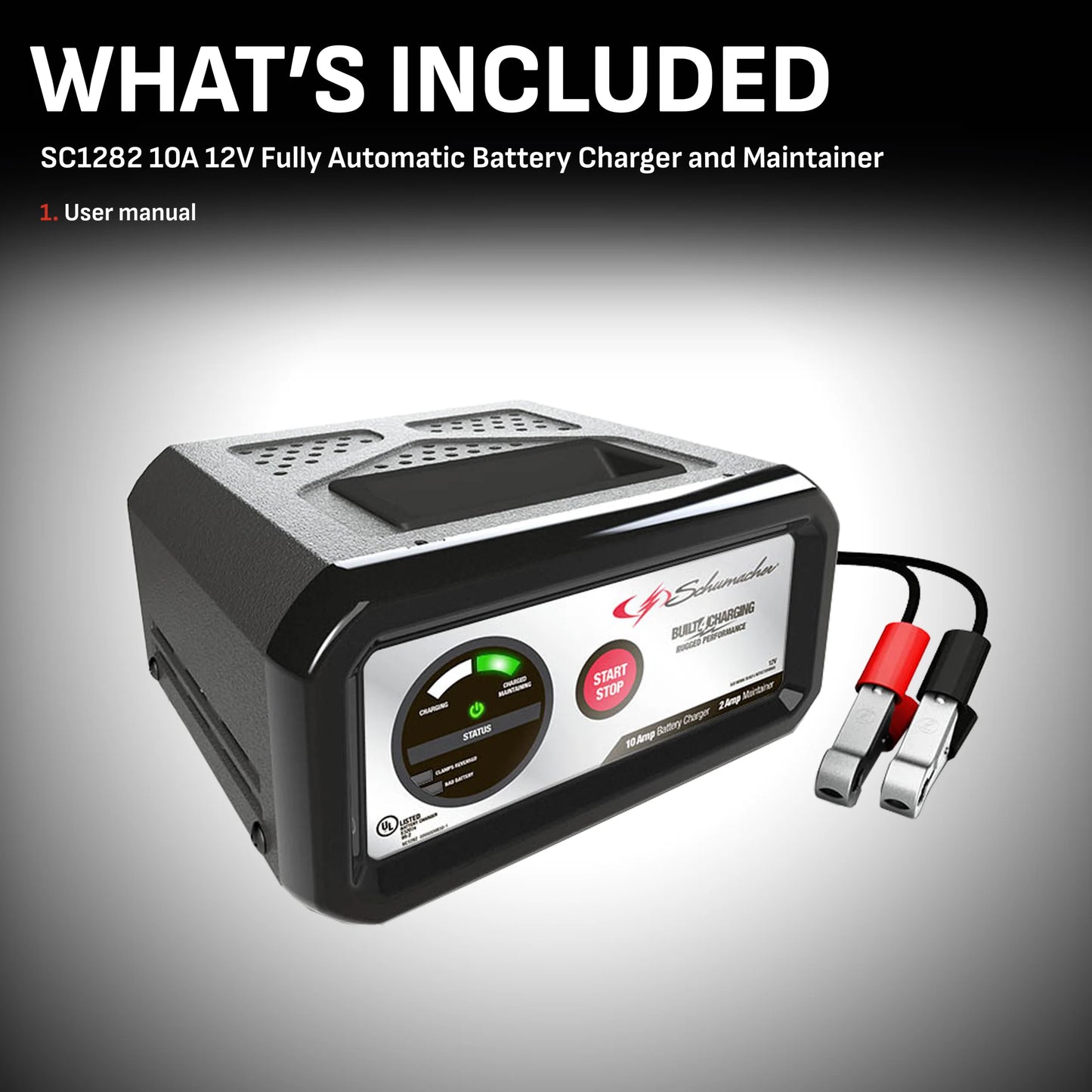 SC1282 3-In-1 12V Fully Automatic 10A Battery Charger and Maintainer