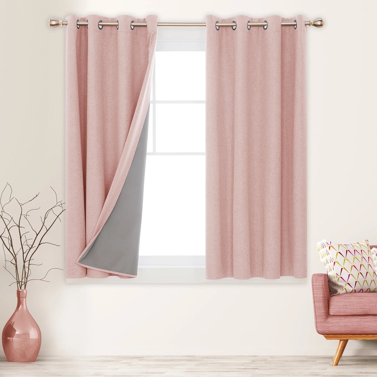 Total Blackout Curtains 2 Panels, Grommet Curtains Total Light Blocking Curtain, Soundproof Curtains for Bedroom (Khaki, 42W X 95L Inch)