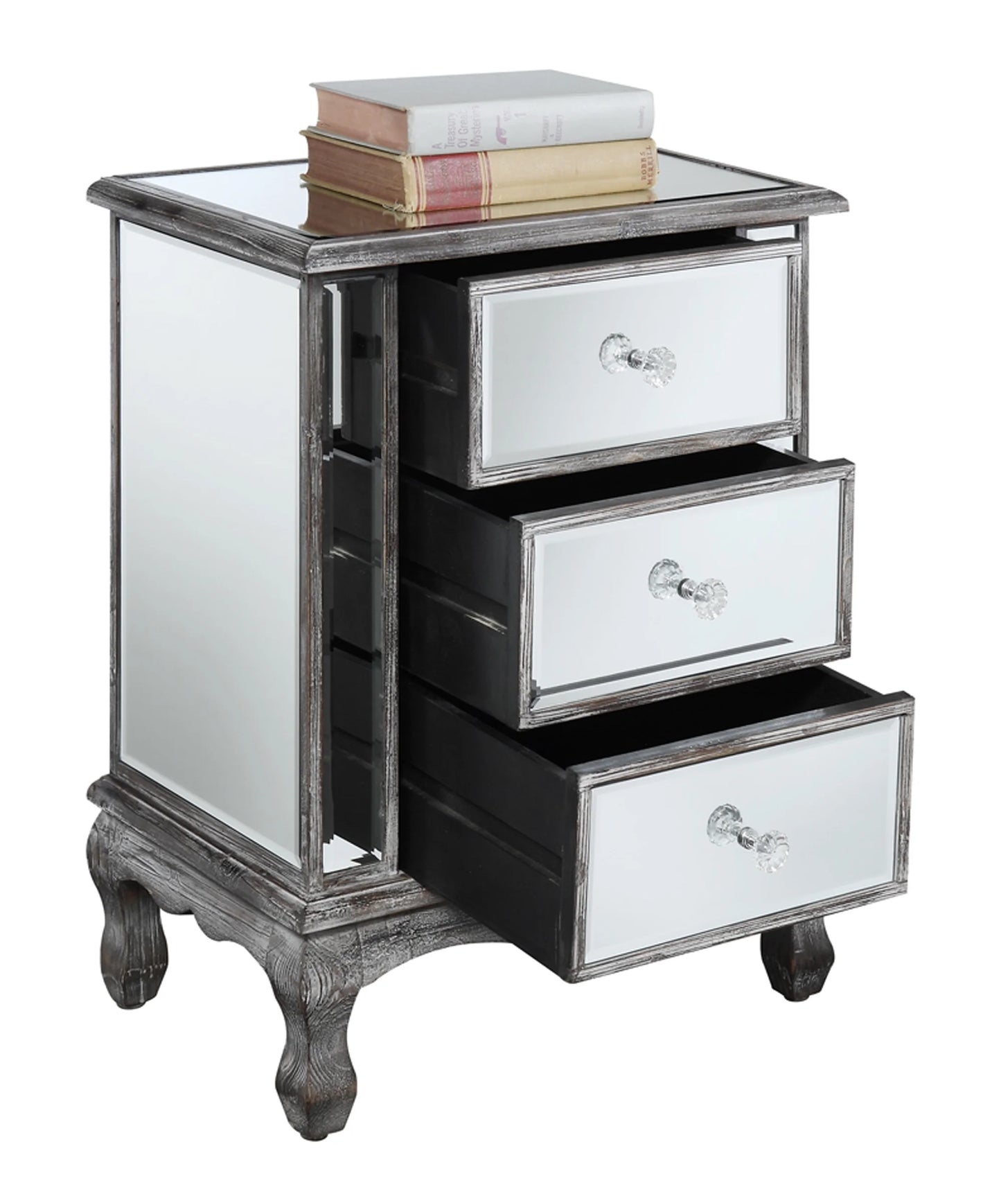 Gold Coast Vineyard 3-Drawer Mirrored End Table