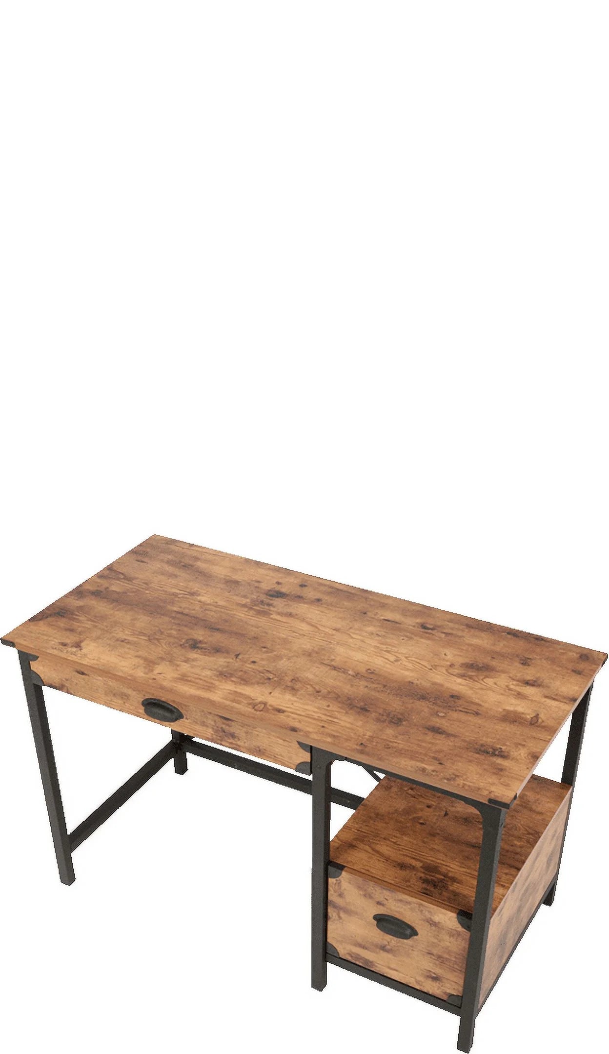 Rustic Country Office Desk, Weathered Pine Finish