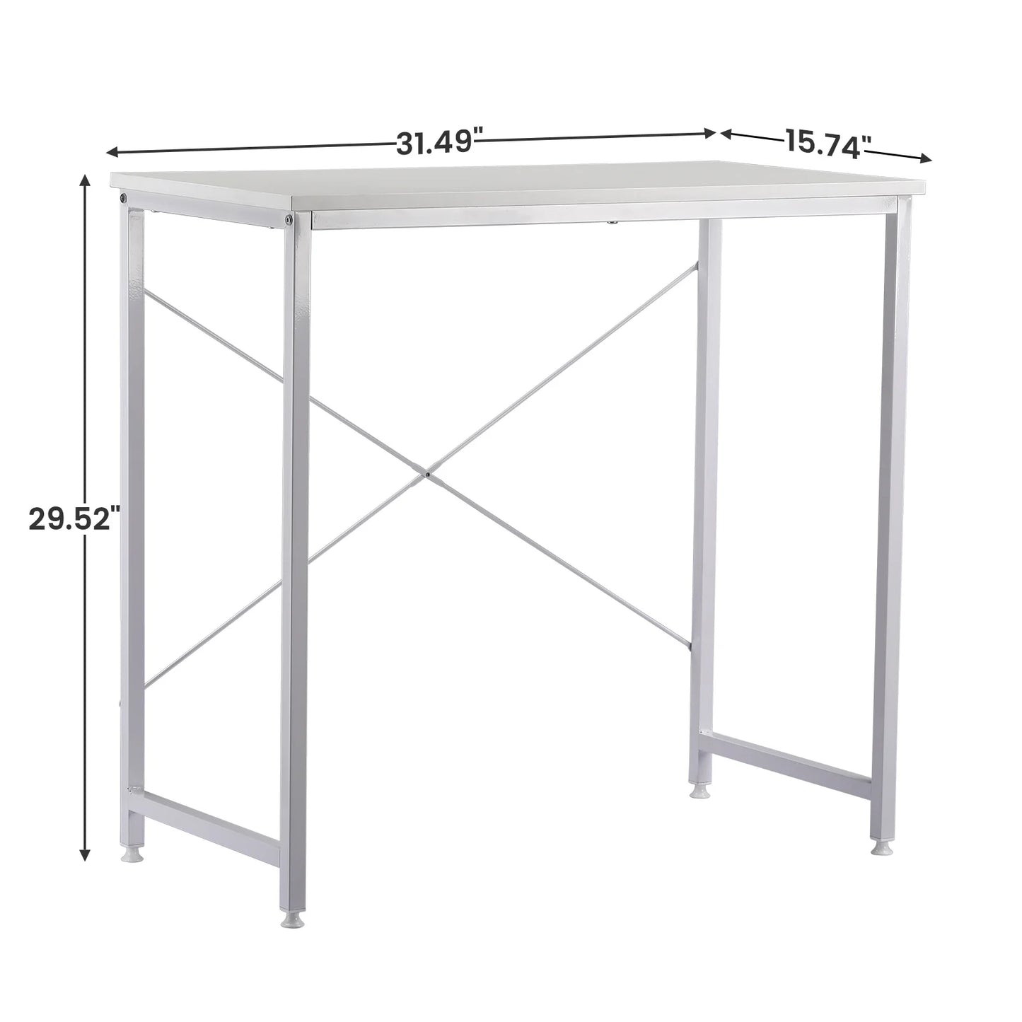 Small Computer Desk 32 Inch Writing Desk Metal Frame Modern Simple Style for Home Office Study,White
