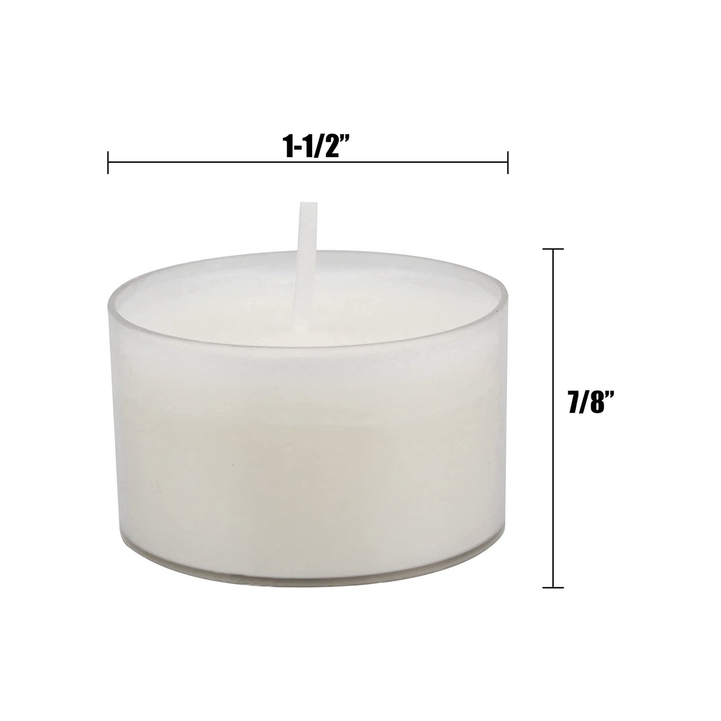 Stonebriar Unscented Long Burning Clear Cup Tealight Candles with 8 Hour Burn Time, 48 Pack, White