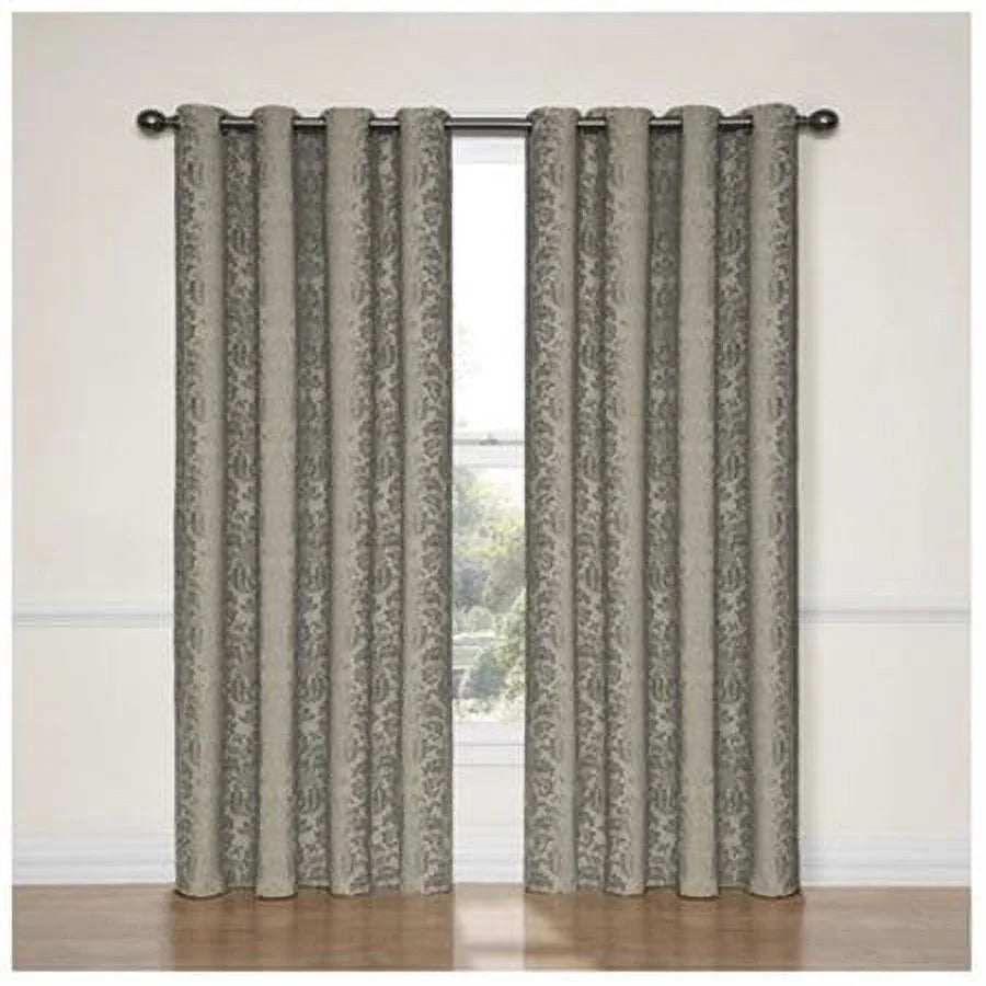 Nadya Floral Room Darkening Grommet Top Single Window Curtain Panel, Black, 52 X 63