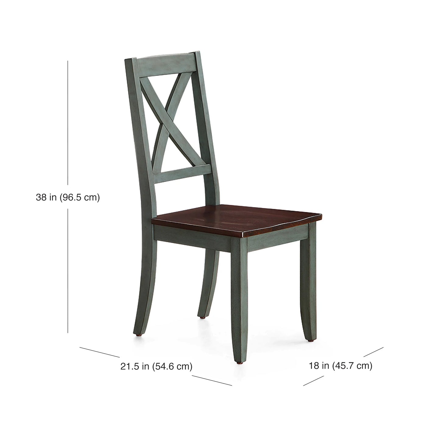 Maddox Crossing Dining Chairs, Set of 2, Dark Seafoam Finish