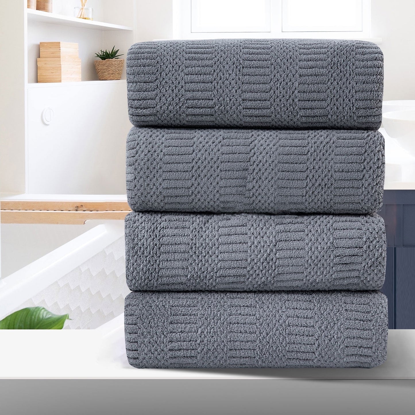 Bathroom Towel Set Dark Gray 4-Piece 700GSM Ultra Microfiber Bath Towel Set for Adult, Child and Senior