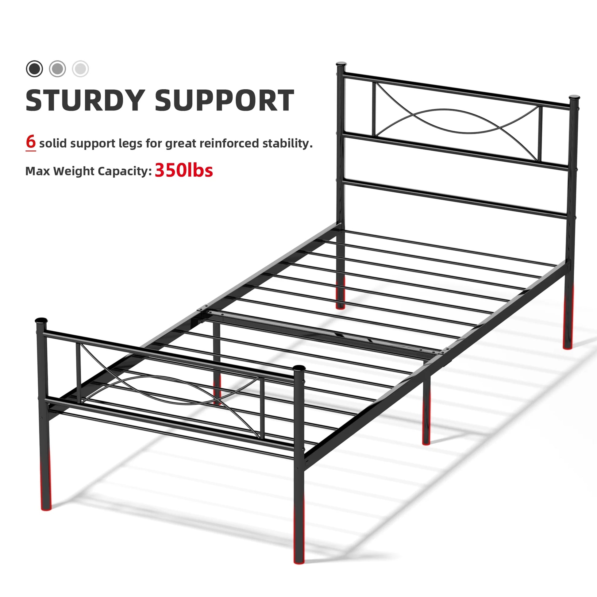 Easy Assembly Metal Bed Frame Twin Platform Bed Frame with Headboard Footboard No Box Spring for Kids Adult