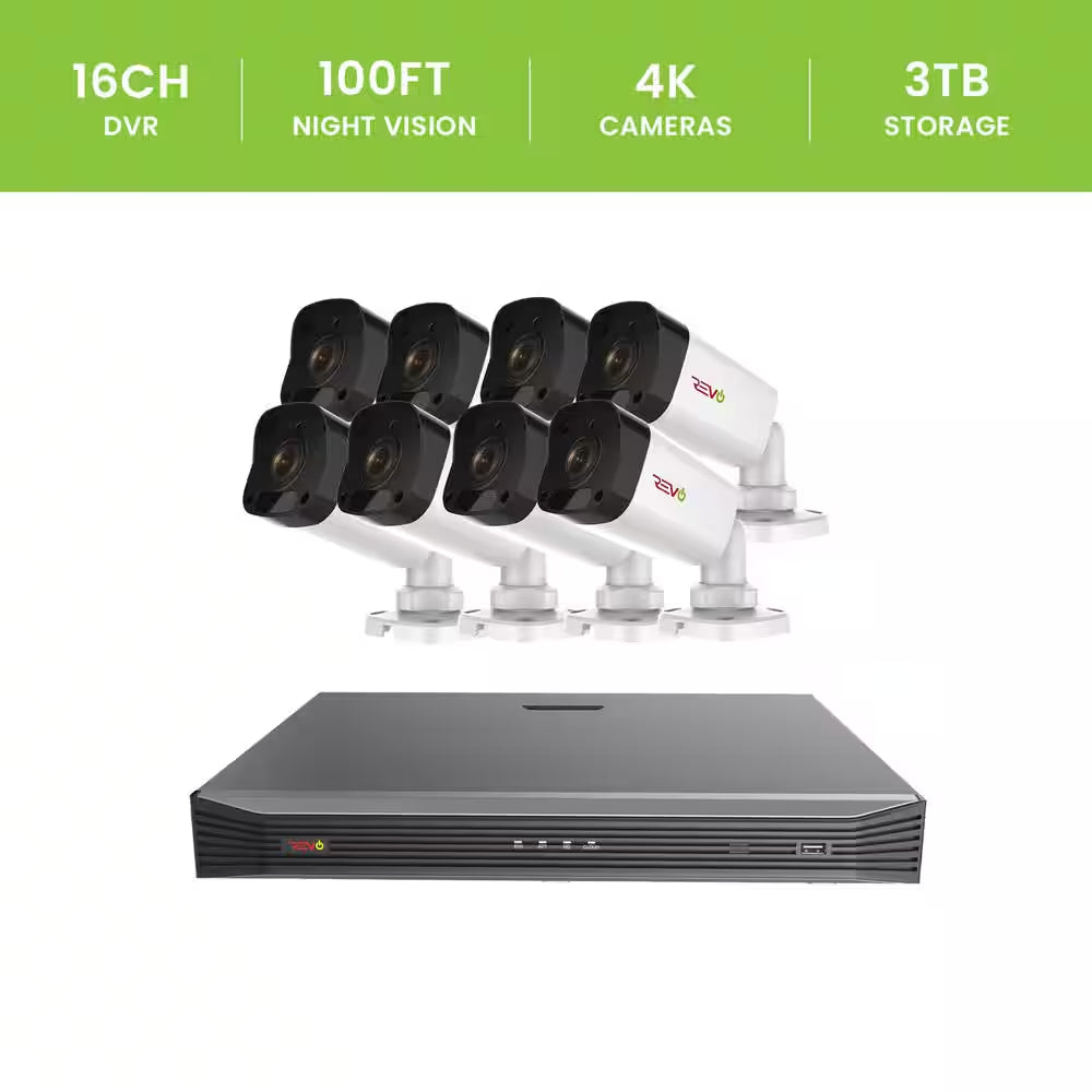 Ultra Commercial Grade 16-Channel 4K 3TB Smart NVR Surveillance System with (8) 4K 8MP Indoor/Outdoor Bullet Cameras