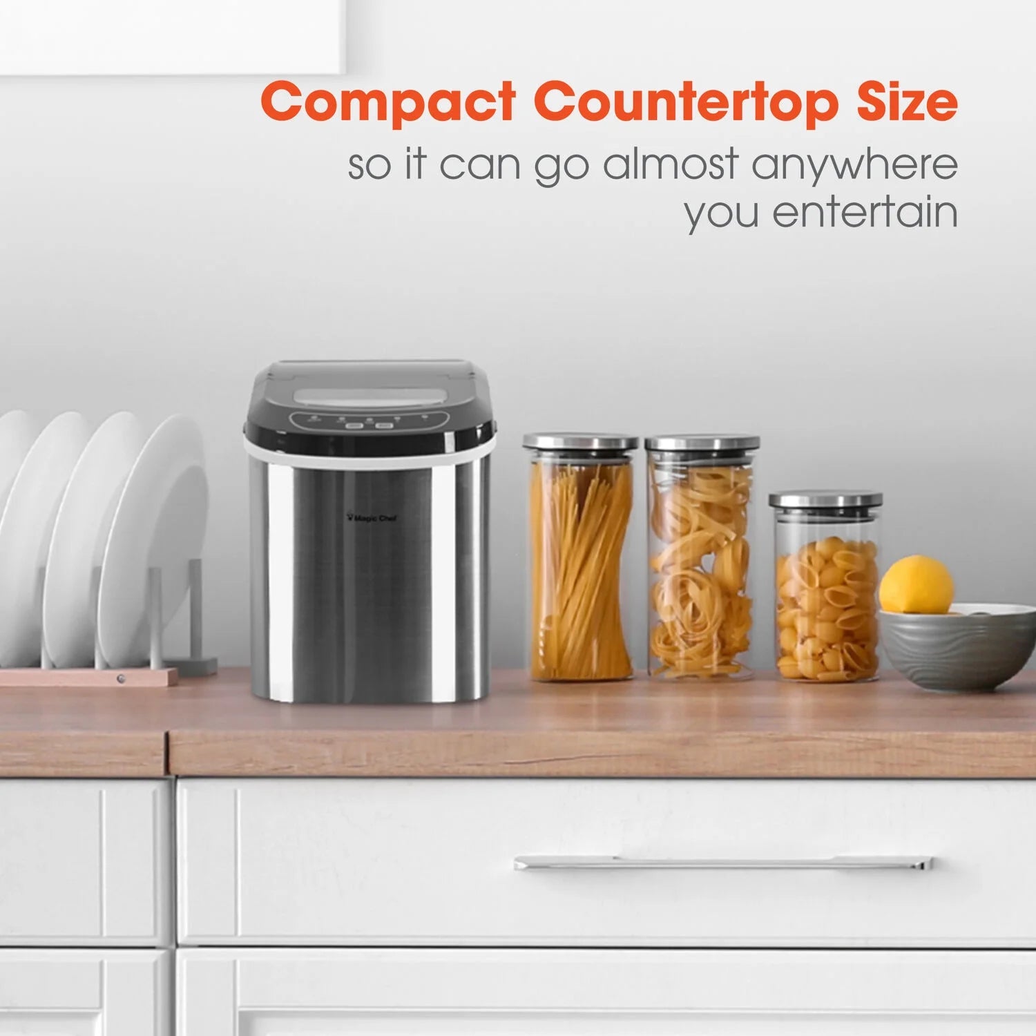 27 Lb Capacity Portable Countertop Ice Maker, Stainless Steel (Bullet Ice)