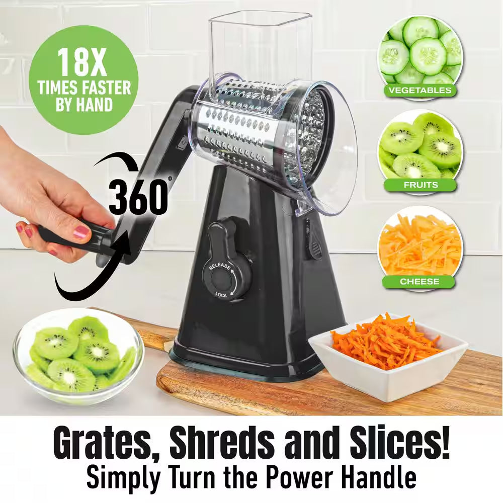 Signature Series Multi Slicer Pro 3 In. 1 Spinning Rotating Mandoliner and Countertop Food Slicer Grater