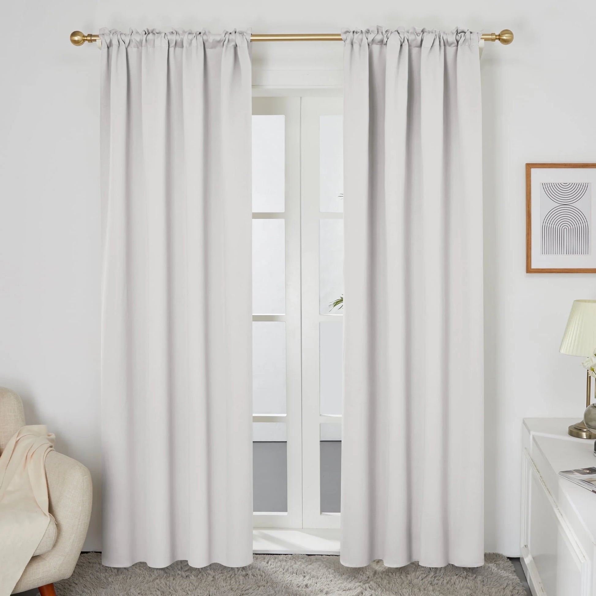 Blackout Curtains Rod Pocket Solid Thermal Insulated Curtains & Drapes for Bedroom 2 Panels, 42 X 63 Inch , Black