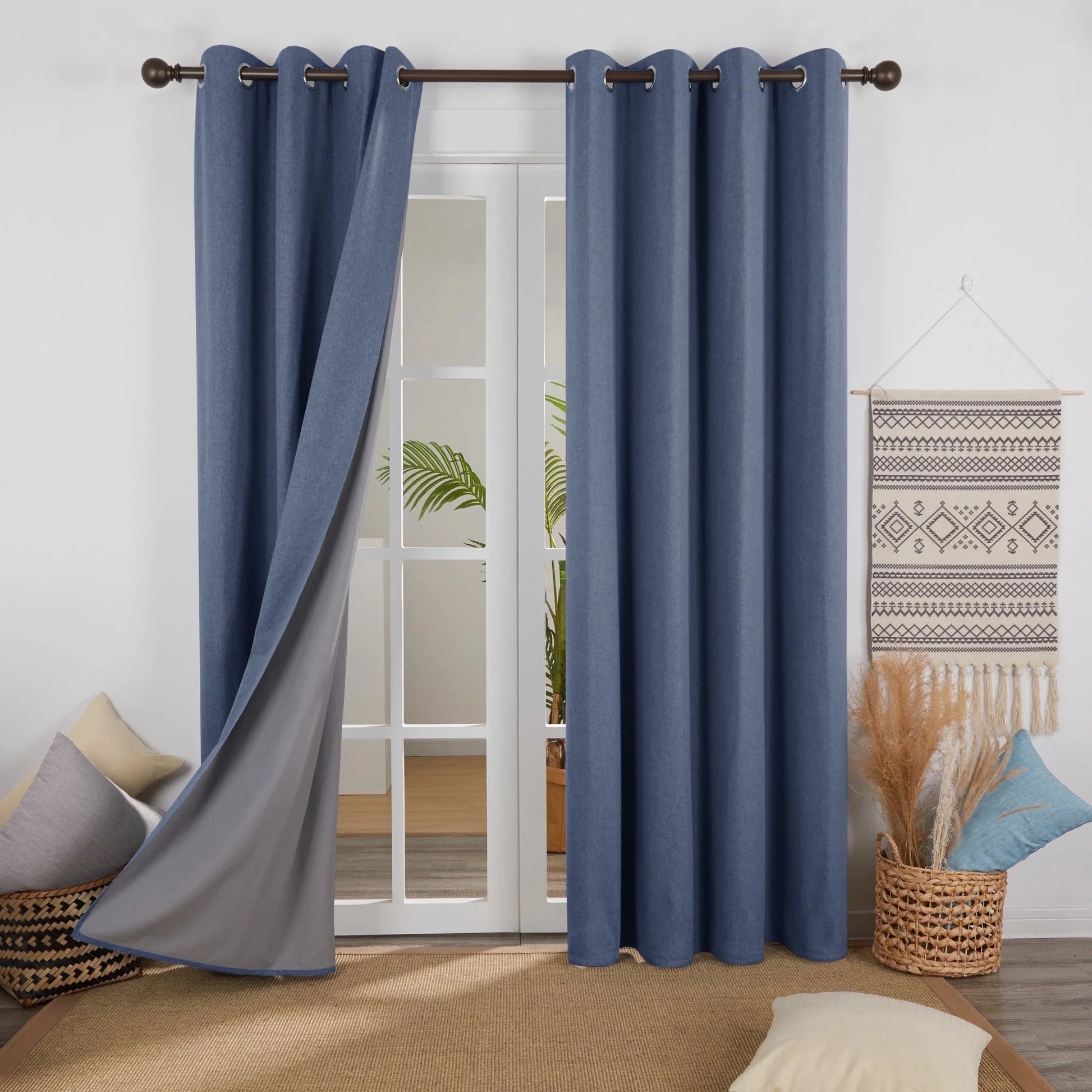 Total Blackout Curtains 2 Panels, Grommet Curtains Total Light Blocking Curtain, Soundproof Curtains for Bedroom (Khaki, 42W X 95L Inch)