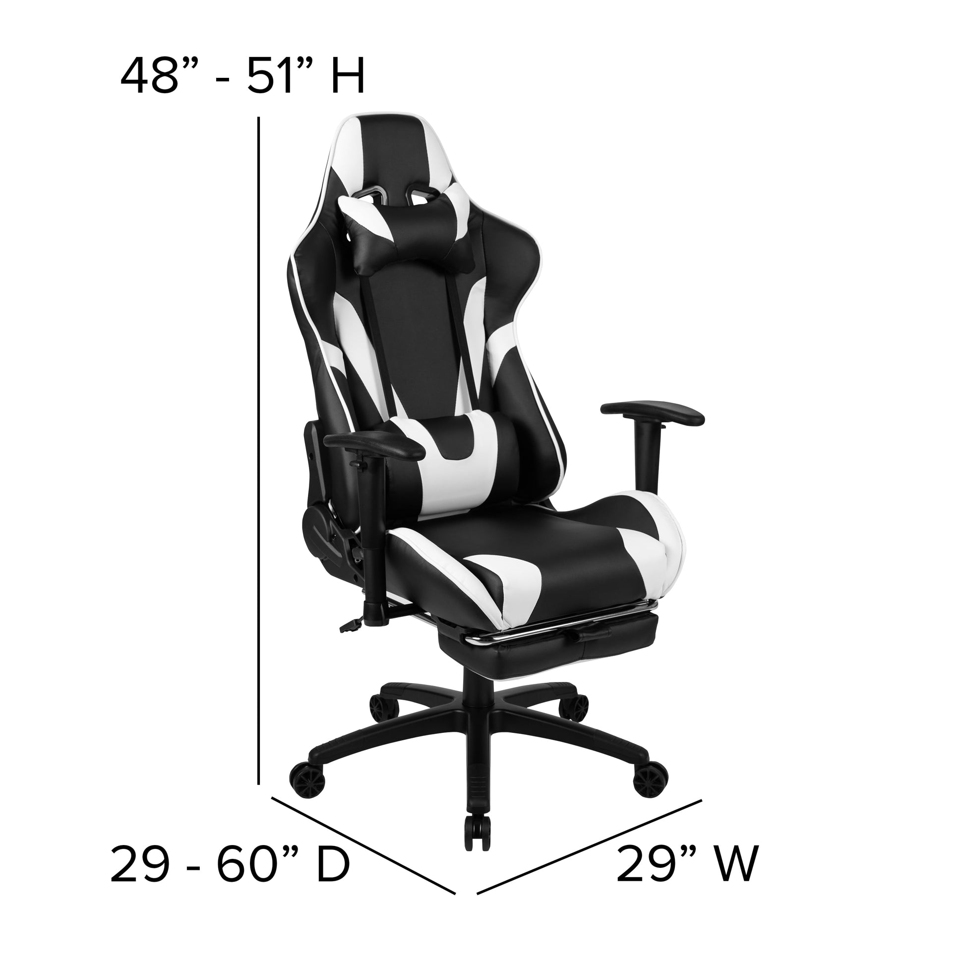 X30 Gaming Chair Racing Office Ergonomic Computer Chair with Fully Reclining Back and Slide-Out Footrest in Black Leathersoft