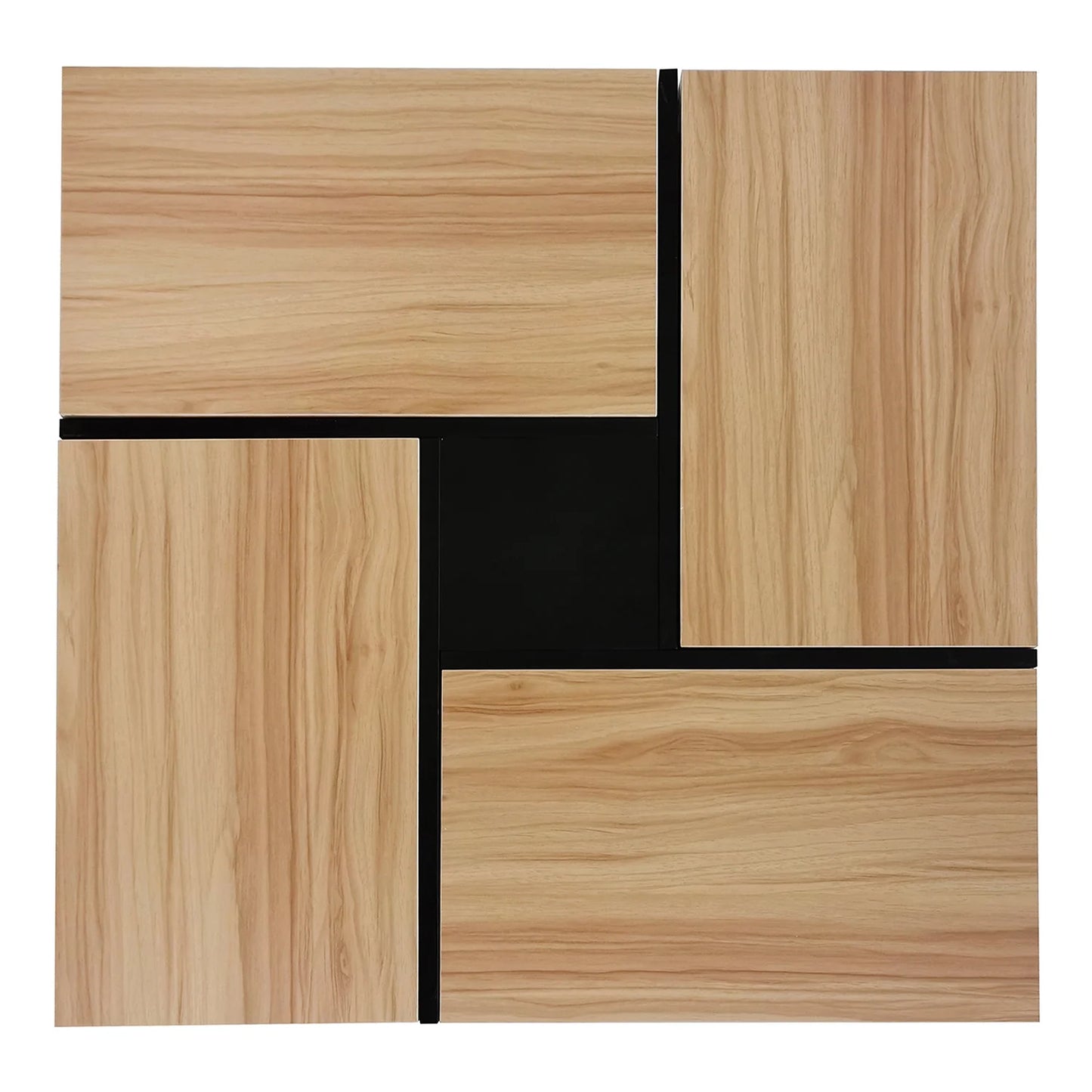 Unique Coffee Table, Side End Table with 4 Hidden Storage Compartments, Extendable Sliding Tabletop Accent Table for Living Room, Brown