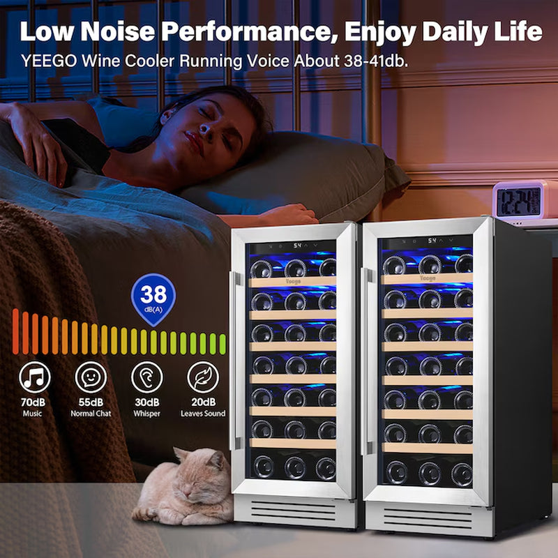 30-In W 66 -Bottles Stainless Steel Dual Zone Cooling Built-In/Freestanding Indoor Wine Cooler