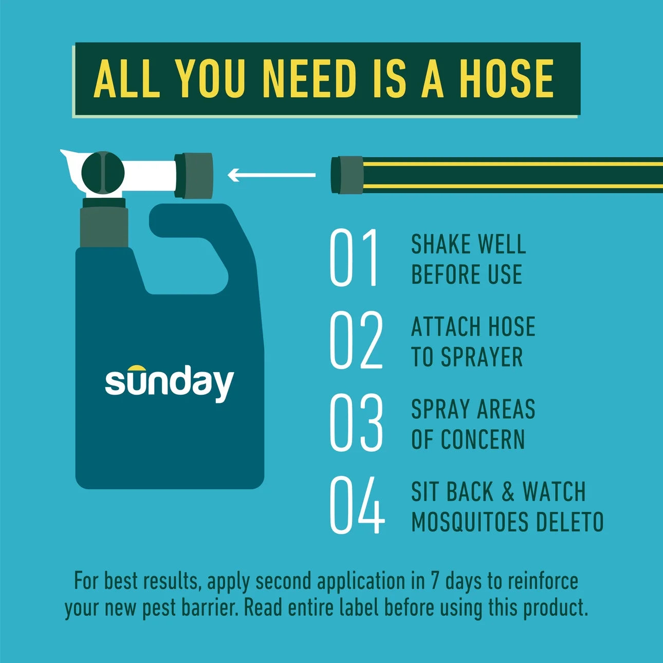 Sunday Mosquito Deleto 5,000 Sq. Ft. Plant-Based Bug Control Spray & Repellent 32 Oz.