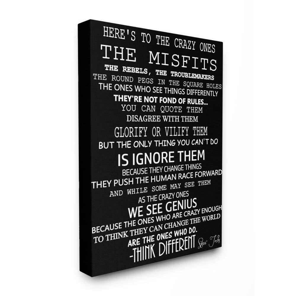 Crazy Ones Inspirational Quote Word Black and White Design Wall Plaque Art by Daniel Sproul