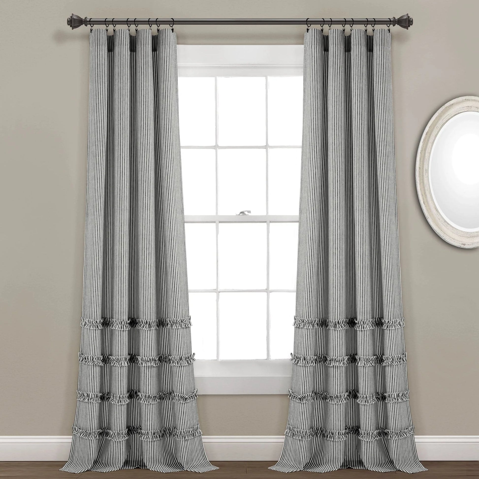 Tucker Stripe Window Curtain Panels - Gray - 84 X 40