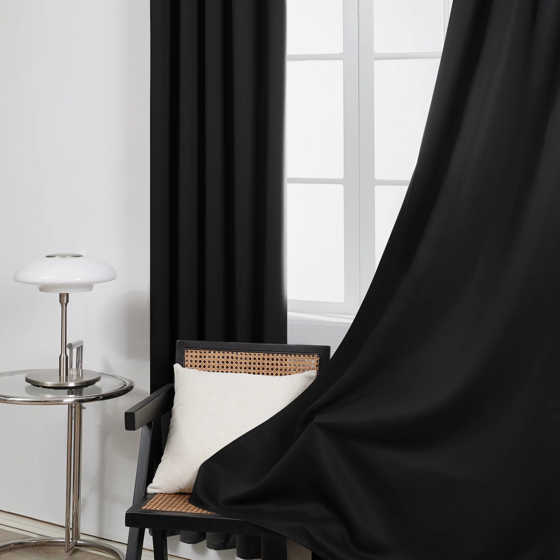 Blackout Curtains Rod Pocket Solid Thermal Insulated Curtains & Drapes for Bedroom 2 Panels, 42 X 63 Inch , Black