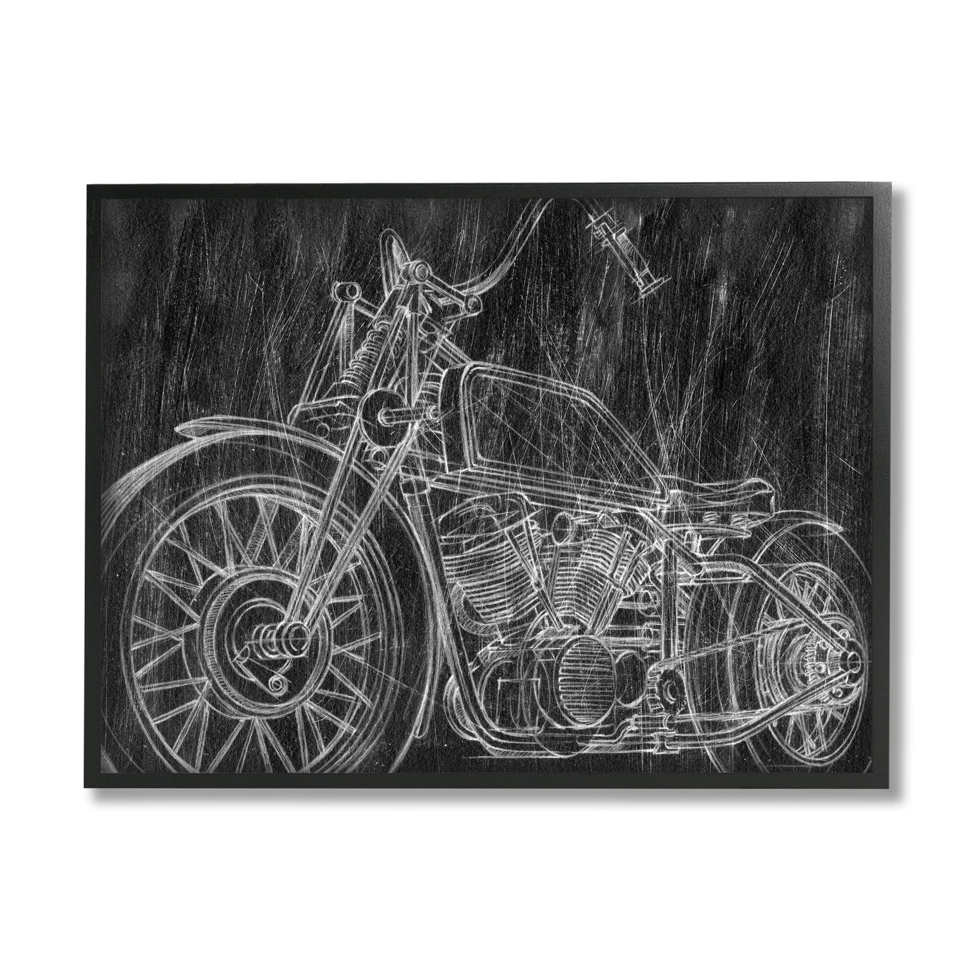 The Stupell Home Decor Monotone Black and White Motorcycle Sketch Framed Art, 11 X 14, Design by Artist Ethan Harper Black 16 X 20 Black