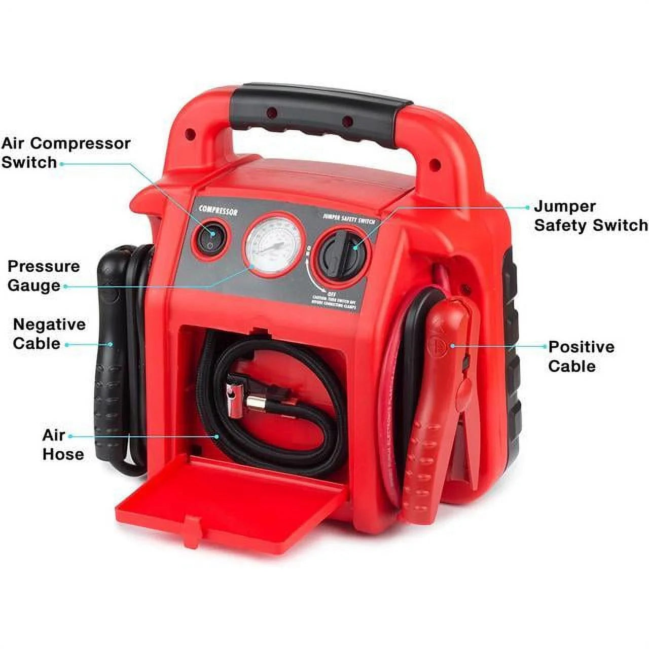 Jumpboost V6 Air Automotive Jump Starters with Air Compressor and LED Worklight, 12.5 Lbs