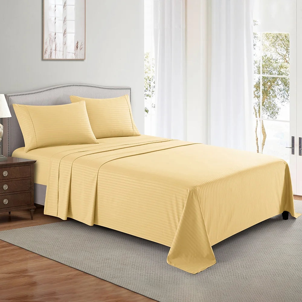 1800 Series Premium Deep Pocket Bed Sheet Set by  Microfiber Bedding -Includes Flat Sheet-Fitted Sheet- Pillowcases, Size: King, Queen, Full, Twin - TWIN GOLD