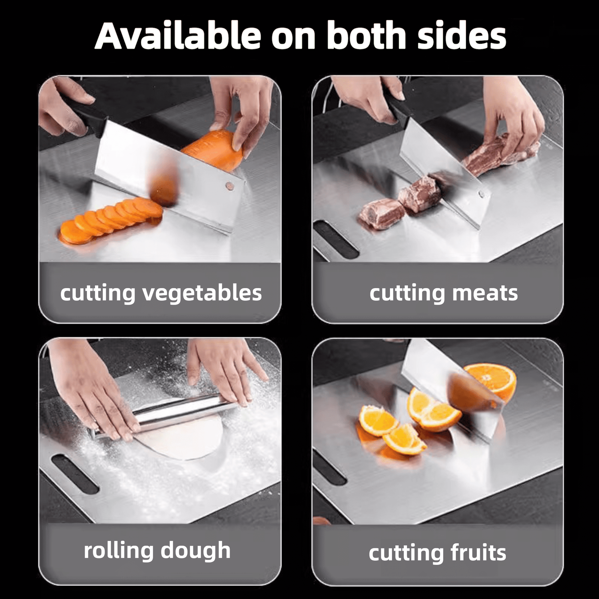 Titanium Cutting Board,Stainless Steel Cutting Boards for Kitchen,Double-Sided Food Grade Cutting Board,Cutting Meat,Cheese,Vegetable,Fruit