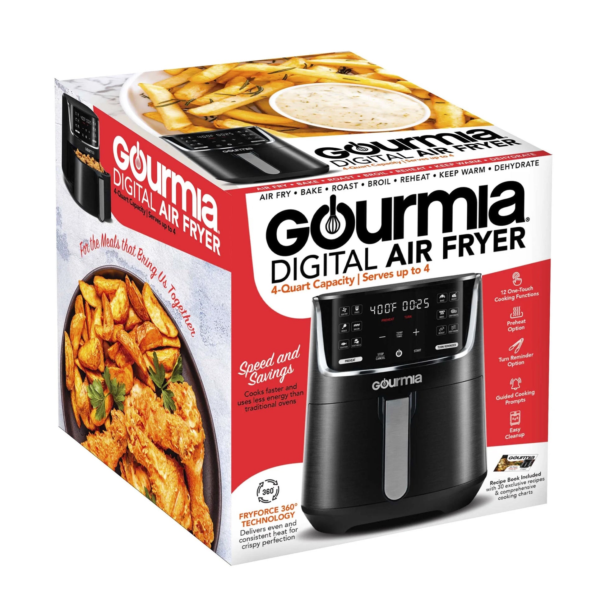 New  1300W 4-Quart Digital Air Fryer, 12 One-Touch Presets, Black
