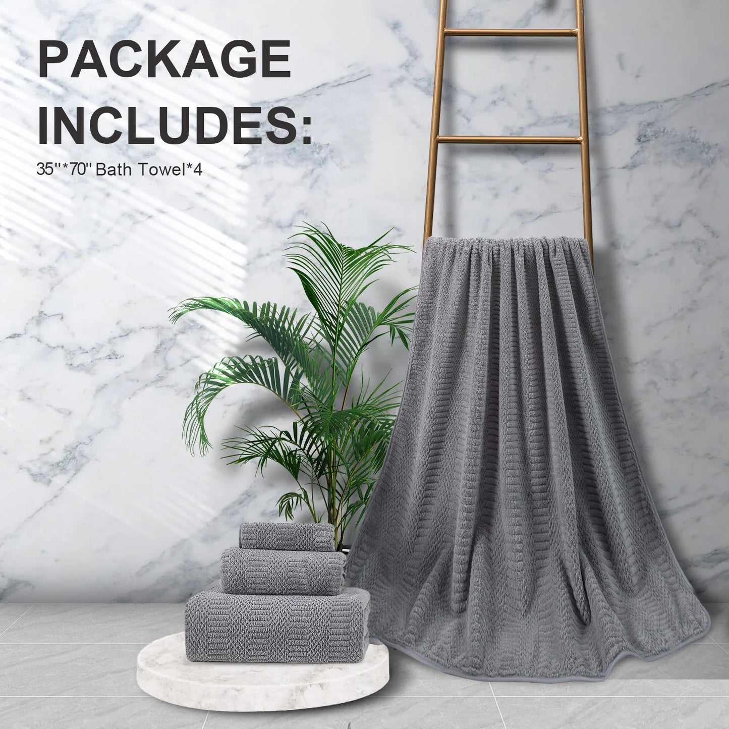 Bathroom Towel Set Dark Gray 4-Piece 700GSM Ultra Microfiber Bath Towel Set for Adult, Child and Senior