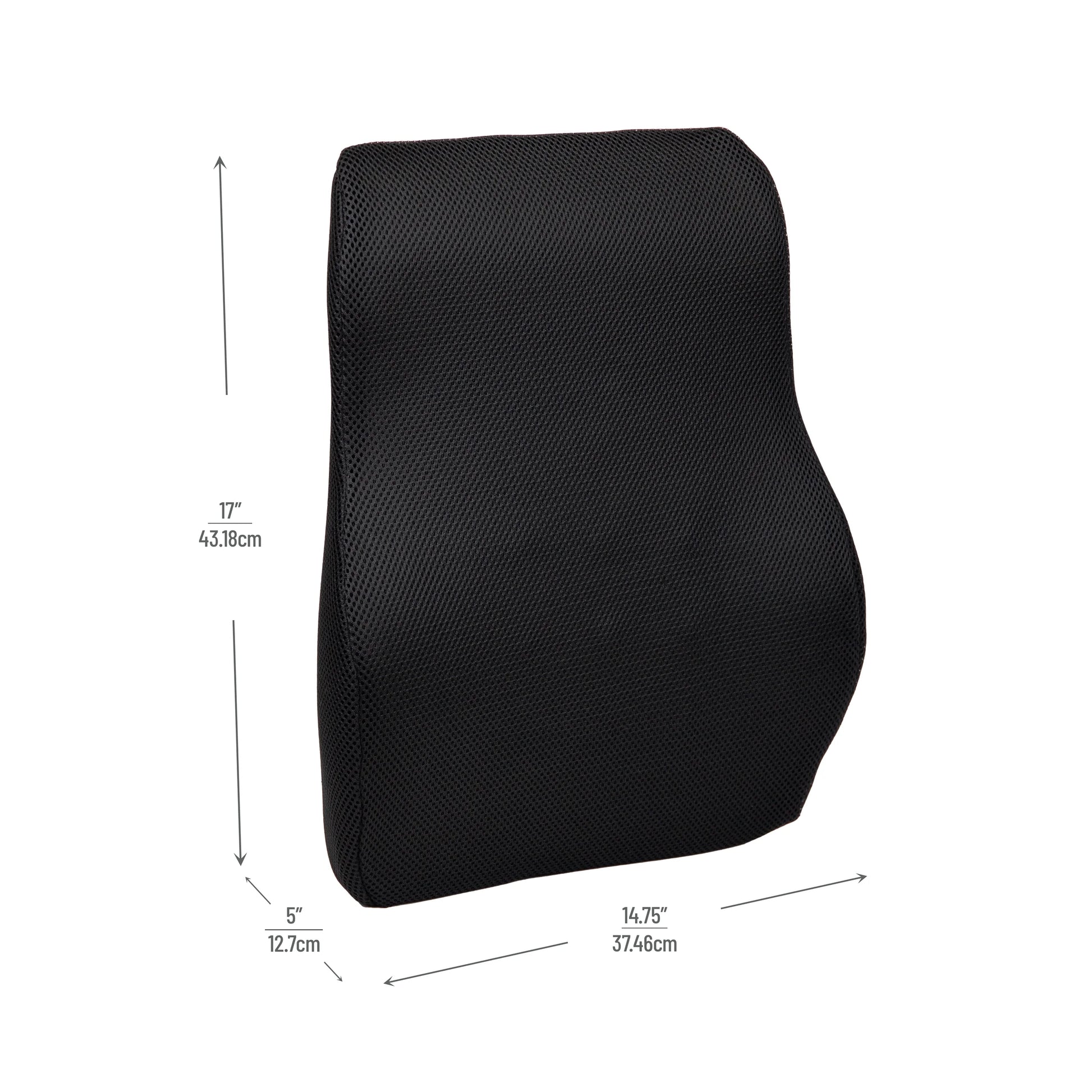 Ergonomic Lower Back Cushion, Office Chair Support, Foam, 17"L X 14.75"W X 5"Height, Black